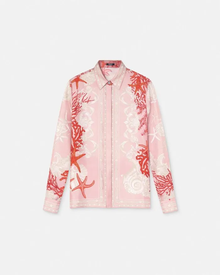 Barocco Sea Silk Shirt Pinkprint Women Versace Shirts and Tops