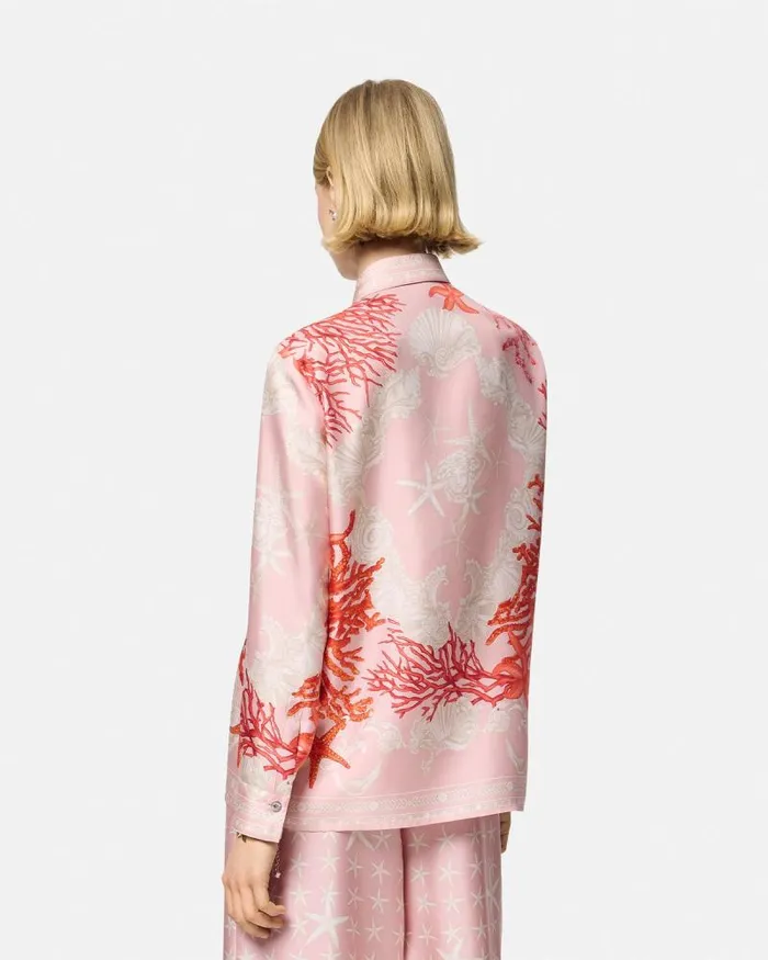 Barocco Sea Silk Shirt Pinkprint Women Versace Shirts and Tops