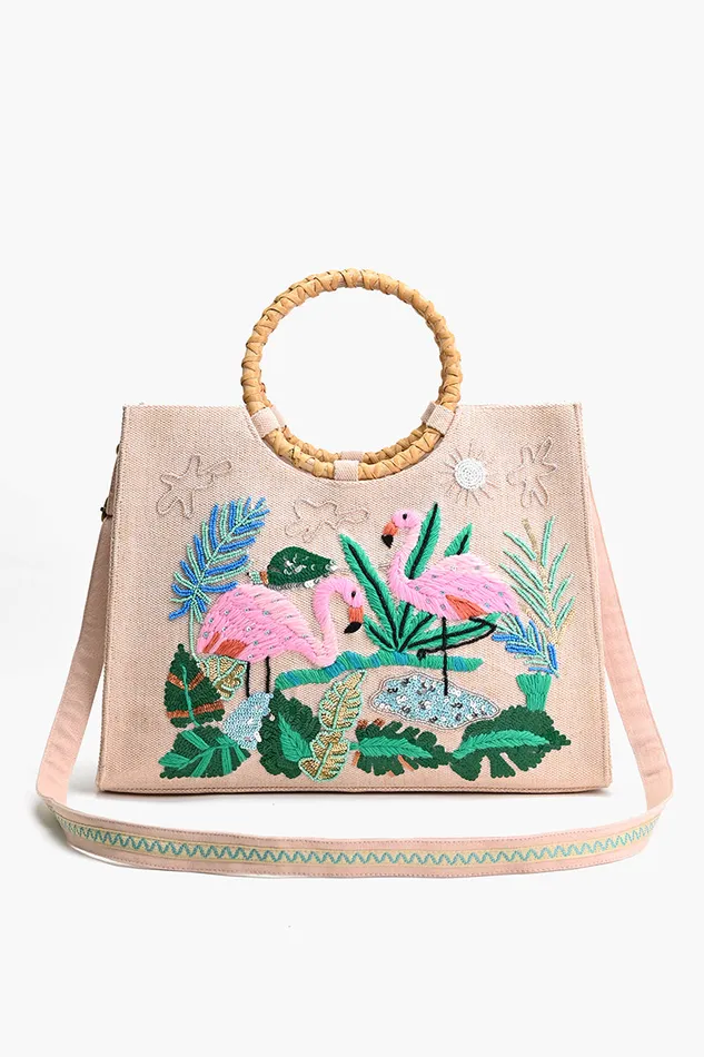 Beach Bags Tropical Pink Flamingo Tote America and Beyond Women