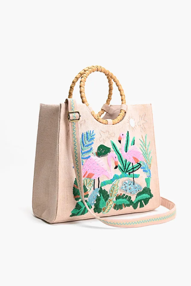 Beach Bags Tropical Pink Flamingo Tote America and Beyond Women
