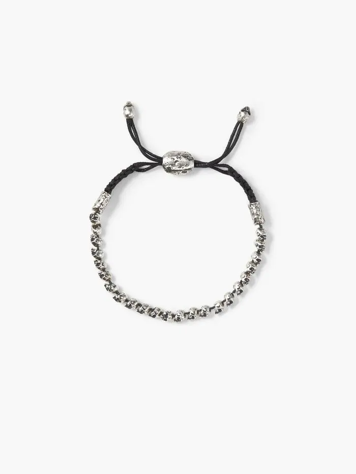 BEADED SILVER SKULL BRACELET Silver Men John Varvatos Jewelry