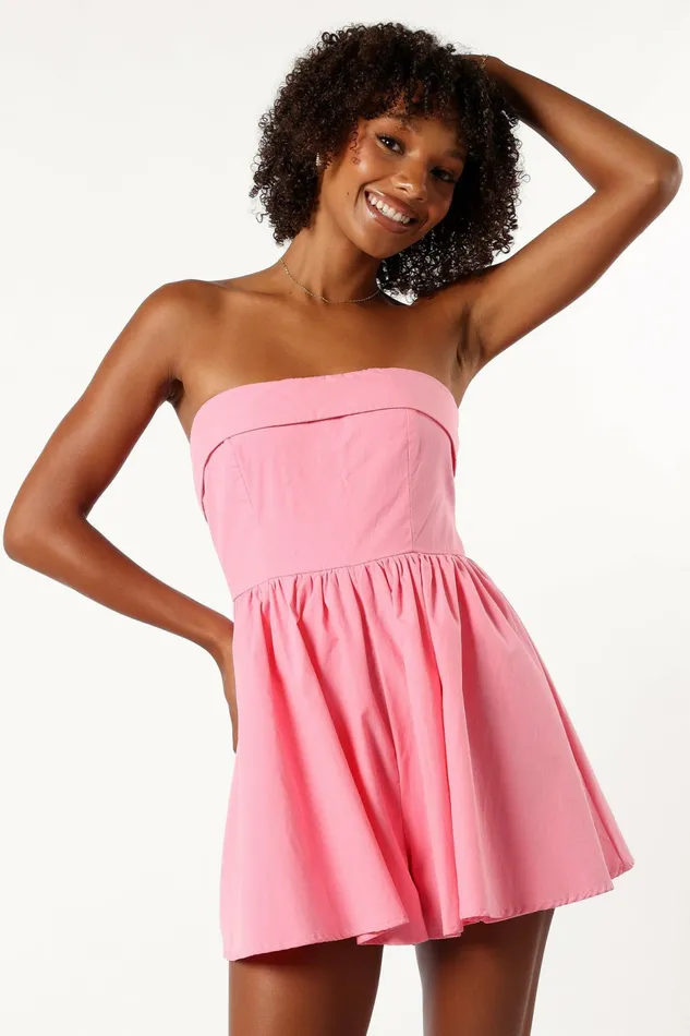 Beatrice Romper Pink Jumpsuits and Rompers Petal and Pup Women