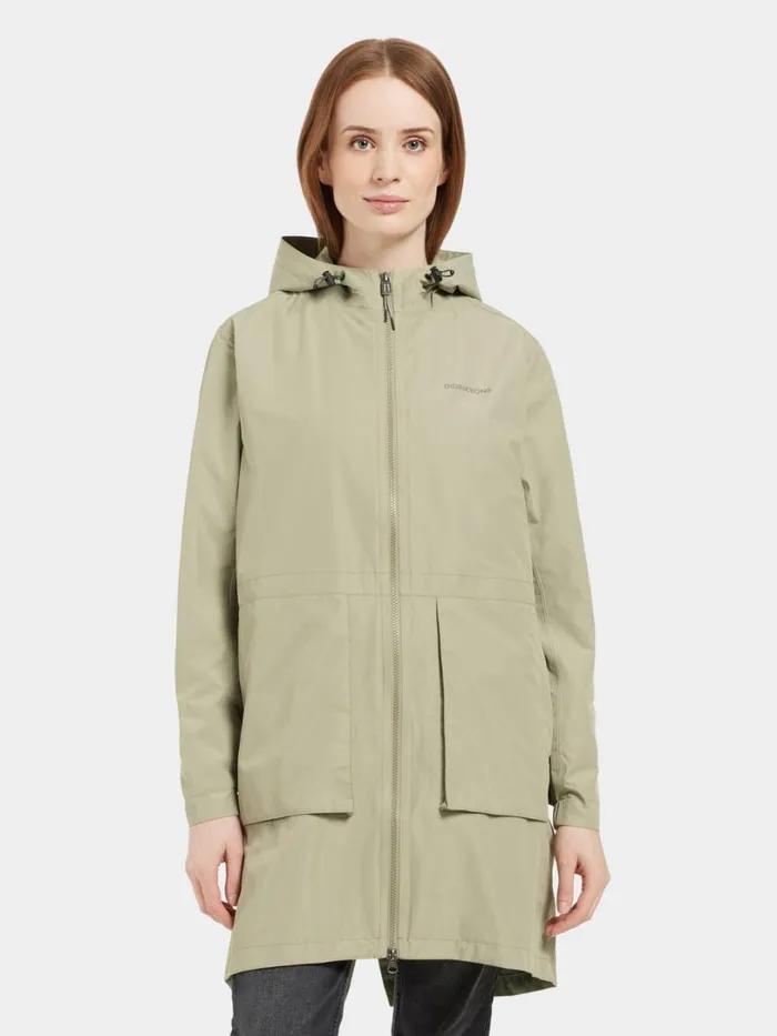 Bella Parka Mistel Green Women Didriksons Spring Jackets