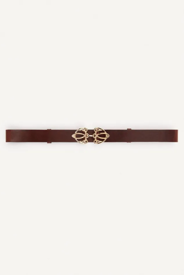 Belt With Finely Crafted Buckle Bilissi Brown Women Baandsh Belts