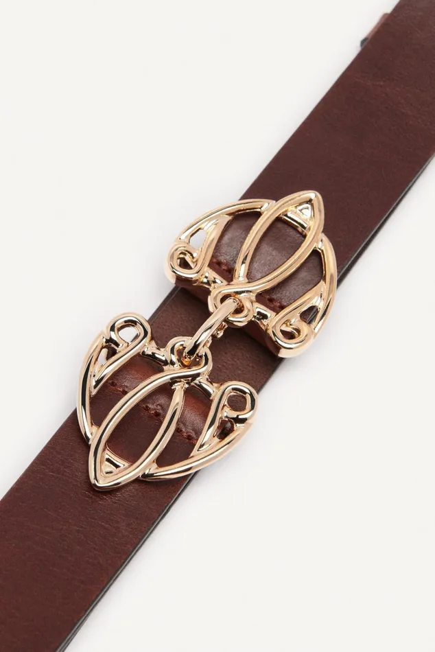 Belt With Finely Crafted Buckle Bilissi Brown Women Baandsh Belts