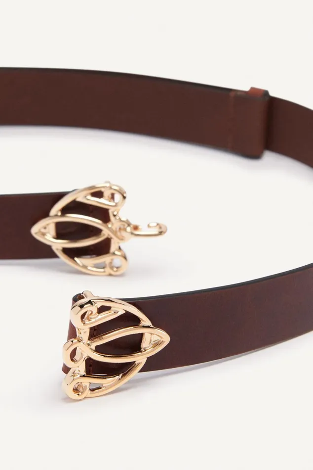Belt With Finely Crafted Buckle Bilissi Brown Women Baandsh Belts