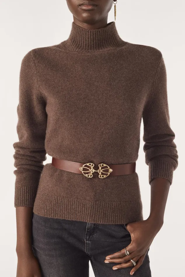 Belt With Finely Crafted Buckle Bilissi Brown Women Baandsh Belts
