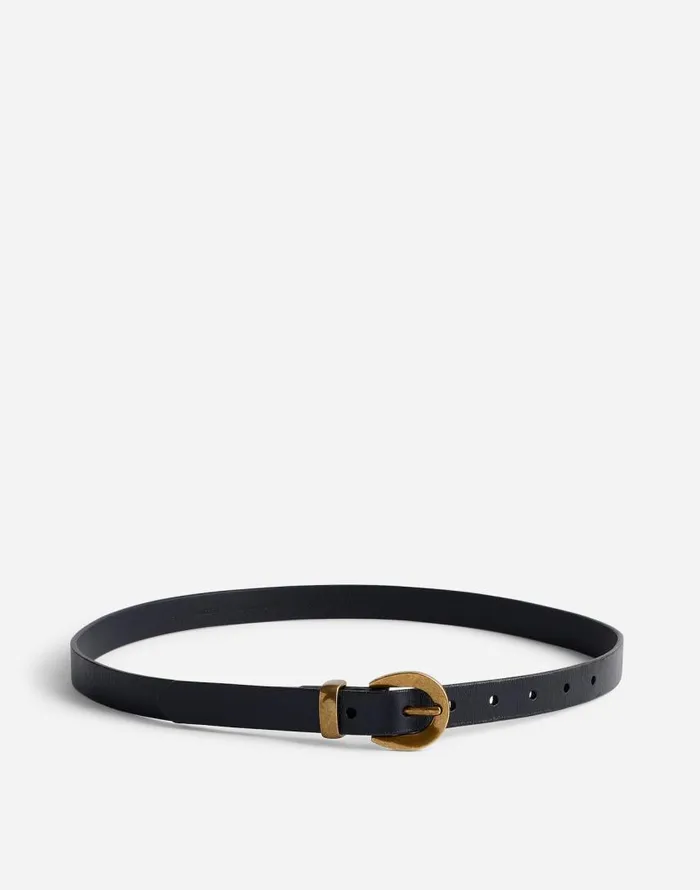 Belts Women Madewell Chunky Buckle Skinny Leather Belt True Black