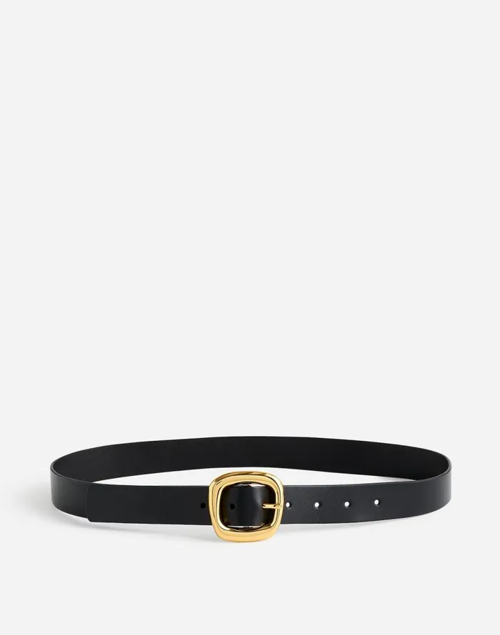 Belts Women Madewell Sculptural Buckle Leather Belt True Black