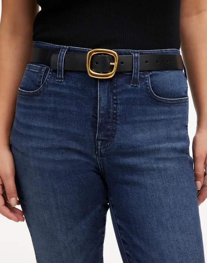 Belts Women Madewell Sculptural Buckle Leather Belt True Black