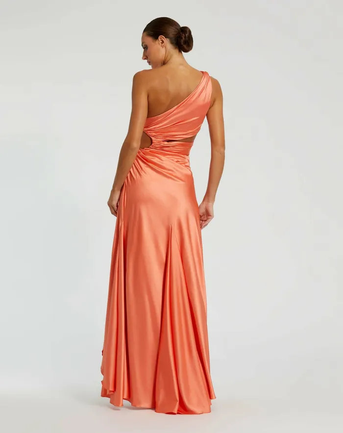 Best Sellers Women Mac Duggal Cut Out One Shoulder Satin Gown Spring Green