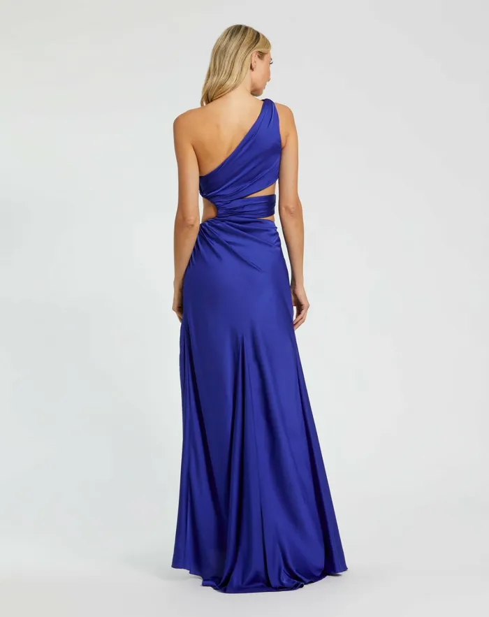 Best Sellers Women Mac Duggal Cut Out One Shoulder Satin Gown Spring Green