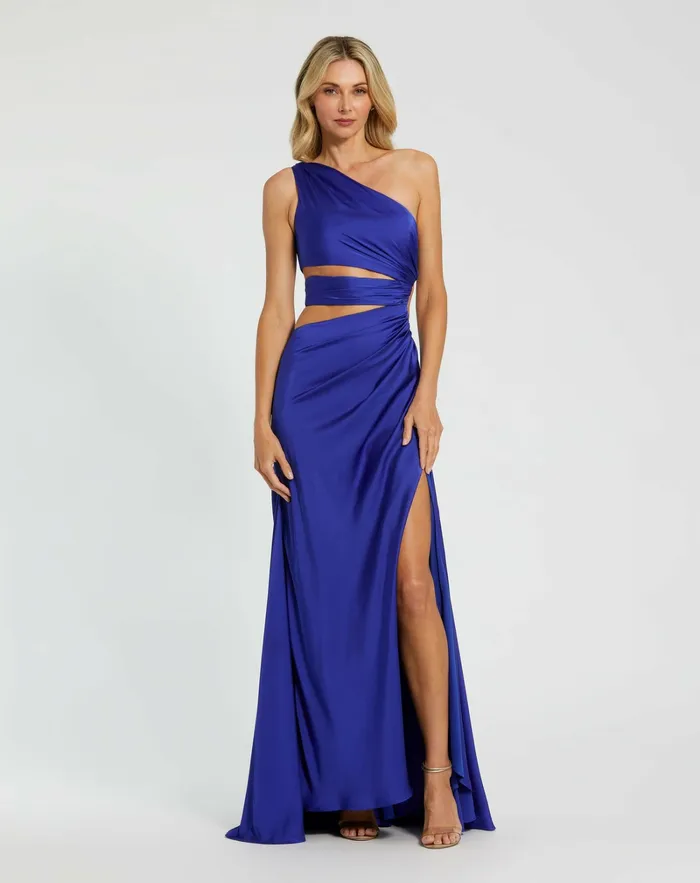 Best Sellers Women Mac Duggal Cut Out One Shoulder Satin Gown Spring Green