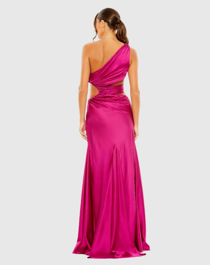 Best Sellers Women Mac Duggal Cut Out One Shoulder Satin Gown Spring Green