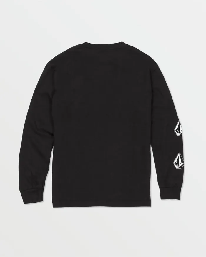 Big Boys Iconic Stone Long Sleeve Tee 8211 Black Kids Volcom TShirts and Tanks