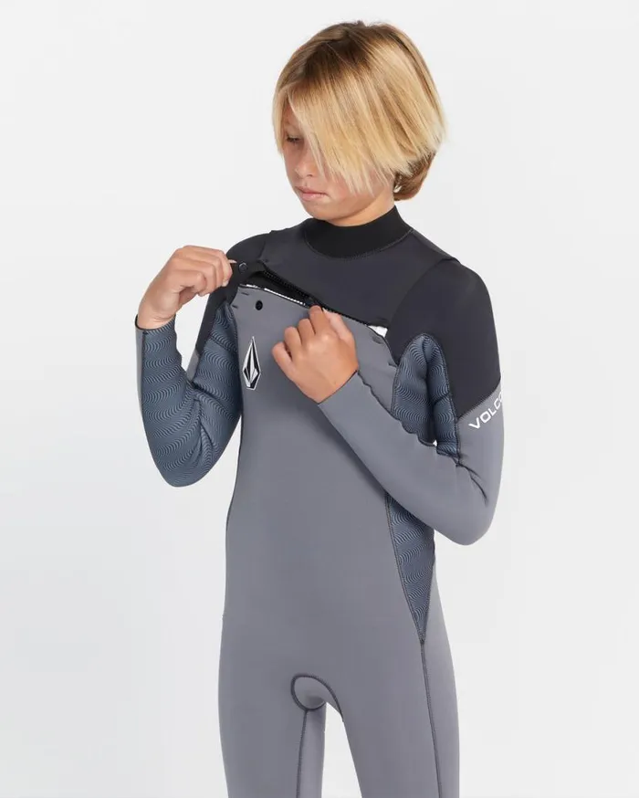 Big Boys Modulator 32mm Chest Zip Long Sleeve Fullsuit 8211 Charcoal Kids Volcom Wetsuits
