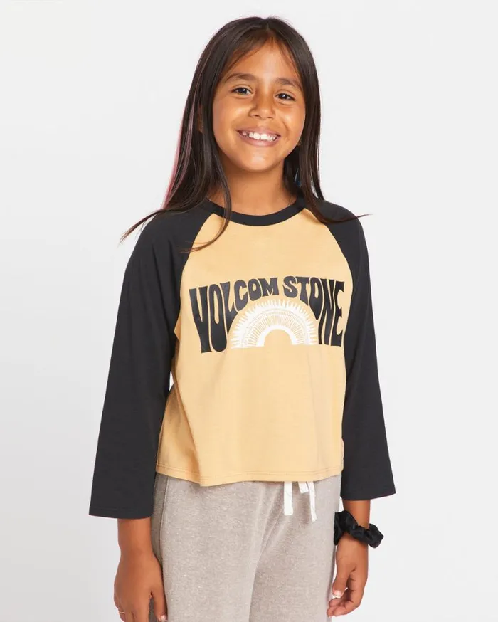 Big Girls Pitch Me Long Sleeve Tee 8211 Sand Kids Volcom TShirts and Tanks