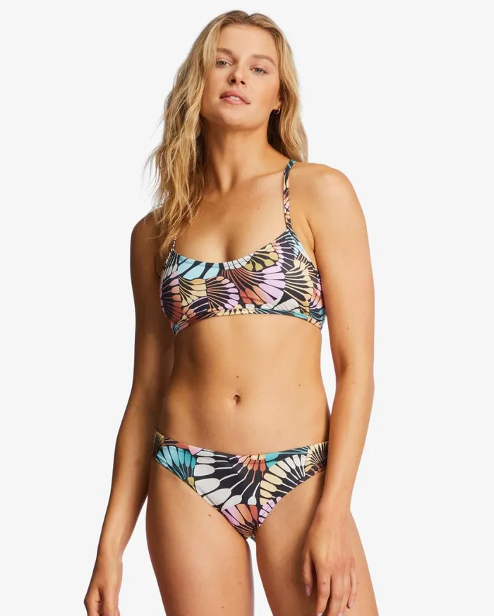 Billabong ADiv LaceUp Trilet Bikini Top Black Multi 2 Womens Bikinis
