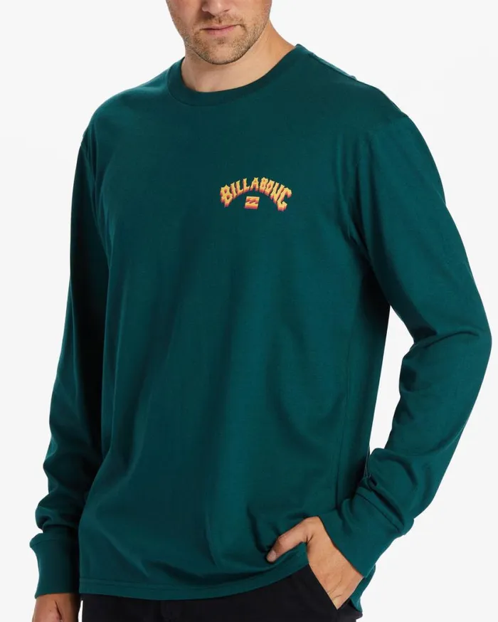 Billabong Arch Fill Long Sleeve TShirt Deep Teal Mens TShirts Billabong Arch Fill Long Sleeve TShirt Deep Teal Mens TShirts