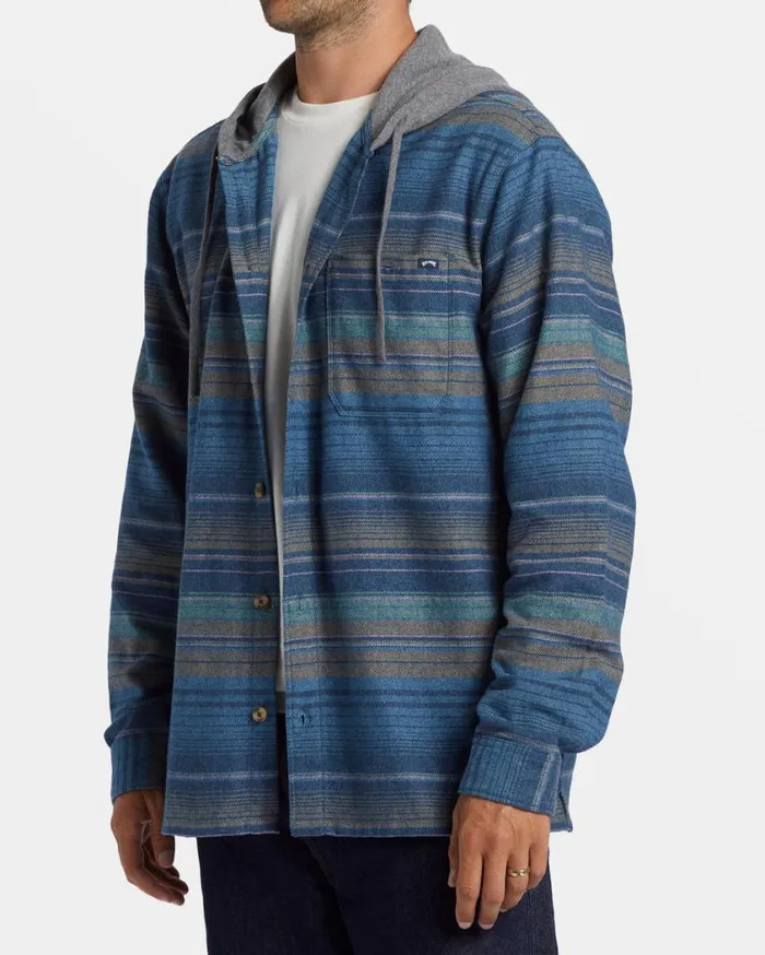 Billabong Baja Hooded Flannel Shirt Dusty Navy Mens Shirts Billabong Baja Hooded Flannel Shirt Dusty Navy Mens Shirts