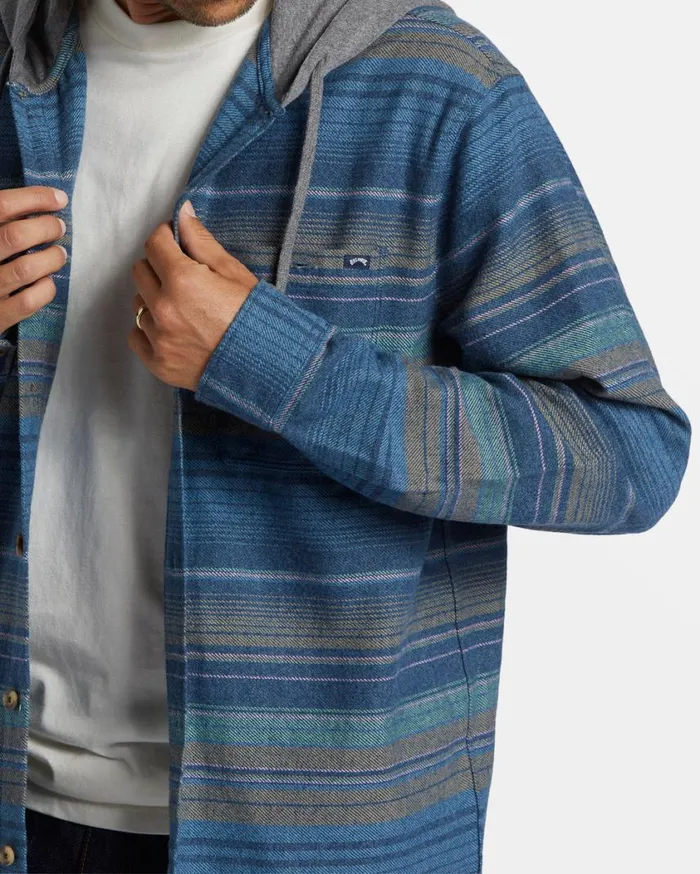Billabong Baja Hooded Flannel Shirt Dusty Navy Mens Shirts Billabong Baja Hooded Flannel Shirt Dusty Navy Mens Shirts
