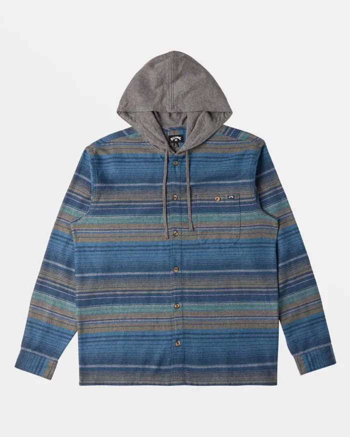 Billabong Baja Hooded Flannel Shirt Dusty Navy Mens Shirts Billabong Baja Hooded Flannel Shirt Dusty Navy Mens Shirts