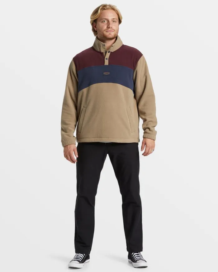 Billabong Boundary Mock Snap Sweatshirt Dune Mens Hoodies and Fleece