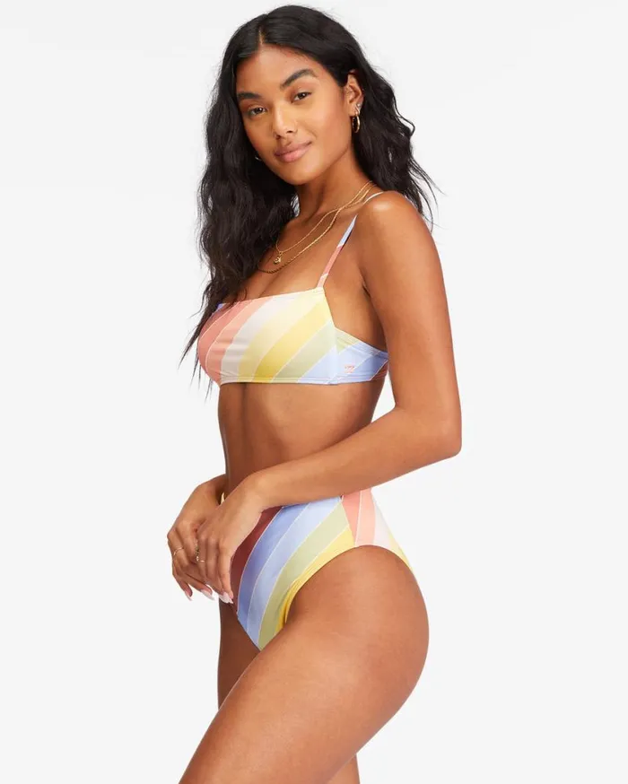 Billabong Brighter Daze Square Ruched Bralette Bikini Top Multi Womens Bikini Tops