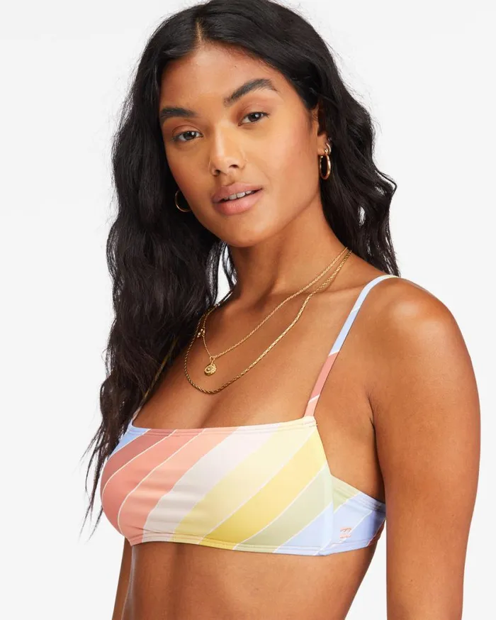 Billabong Brighter Daze Square Ruched Bralette Bikini Top Multi Womens Bikini Tops