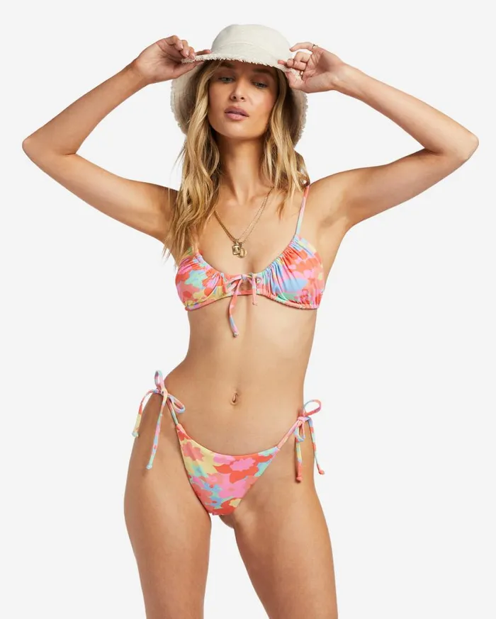 Billabong Coast Is Clear Ruched Triangle Bikini Top Multi Womens Bikini Tops