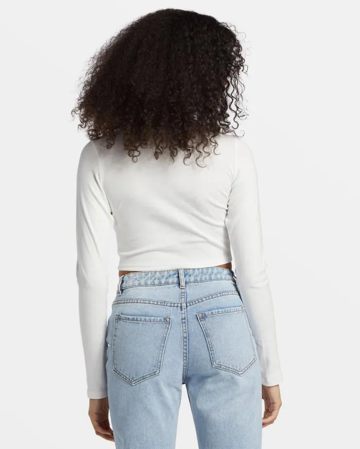 Billabong Find Your Coast Long Sleeve Cropped Tshirt Salt Crystal Womens Tops Billabong Find Your Coast Long Sleeve Cropped Tshirt Salt Crystal Womens Tops