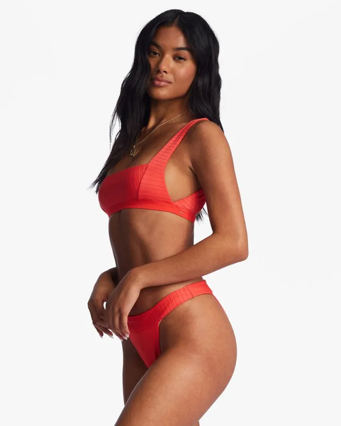 Billabong Lined Up Banded Hike Bikini Bottoms Bright Poppy Womens Bikini Bottoms