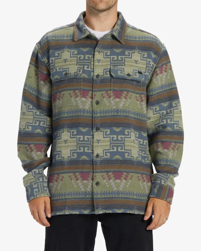 Billabong Offshore Jacquard Flannel Long Sleeve Shirt Sage Mens Shirts Billabong Offshore Jacquard Flannel Long Sleeve Shirt Sage Mens Shirts