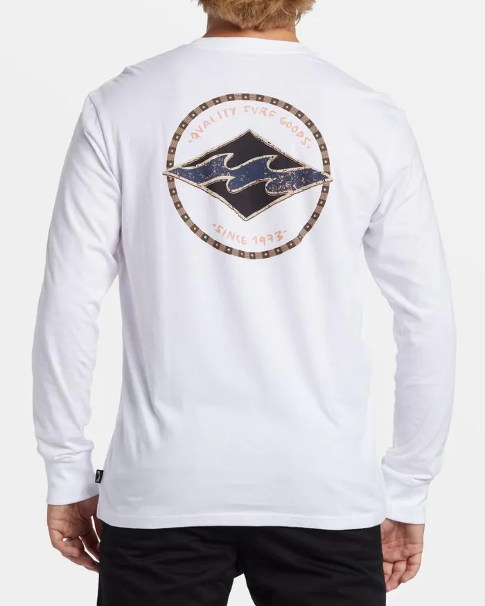 Billabong Rotor Diamond Long Sleeve Tshirt White Mens TShirts