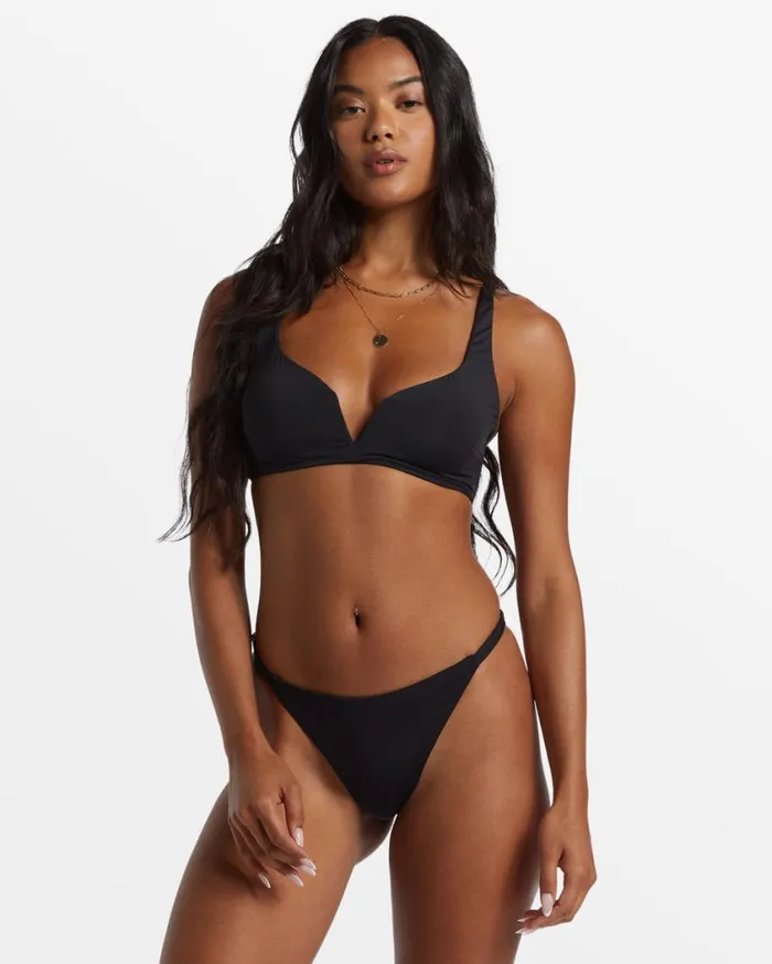 Billabong Sol Searcher Dion Plunge Bikini Top Black Pebble Womens Bikini Tops