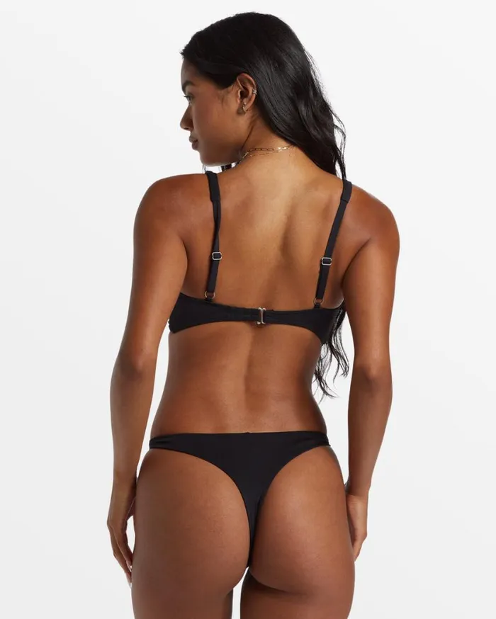 Billabong Sol Searcher Dion Plunge Bikini Top Black Pebble Womens Bikinis