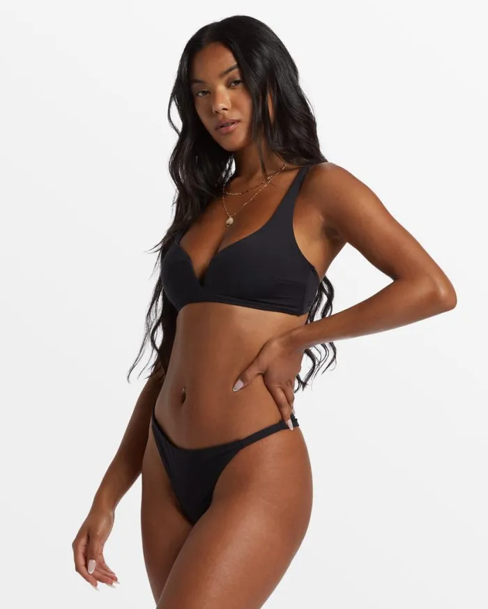 Billabong Sol Searcher Dion Plunge Bikini Top Black Pebble Womens Bikinis