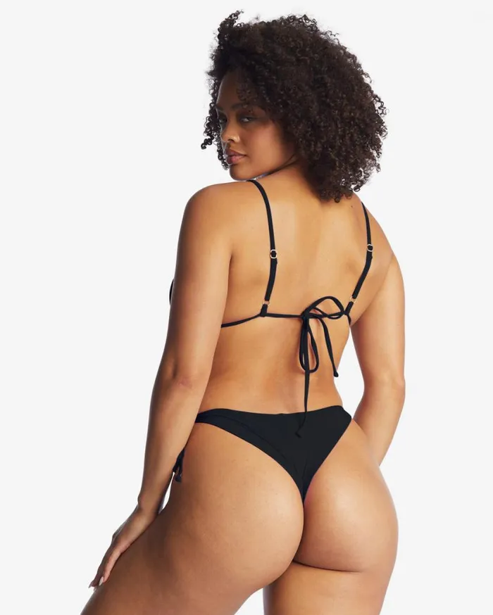 Billabong Sol Searcher TieSide Tanga Bikini Bottoms Black Pebble Womens Bikini Bottoms