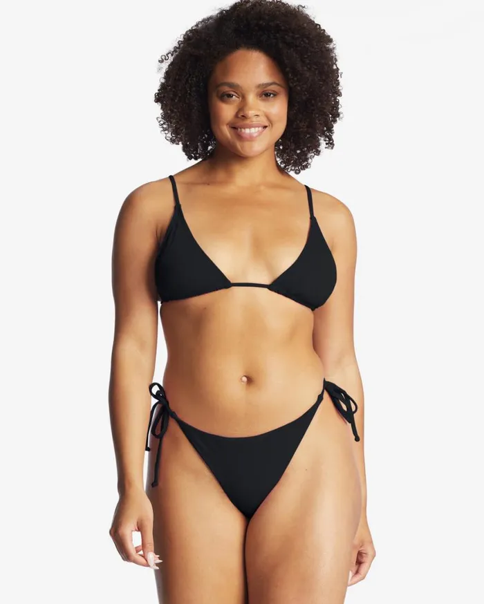 Billabong Sol Searcher TieSide Tanga Bikini Bottoms Black Pebble Womens Bikini Bottoms