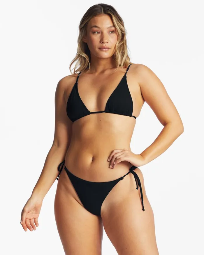 Billabong Sol Searcher TieSide Tanga Bikini Bottoms Black Pebble Womens Bikini Bottoms