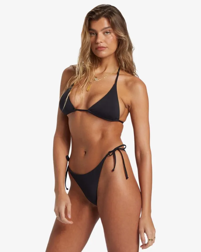 Billabong Sol Searcher TieSide Tanga Bikini Bottoms Black Pebble Womens Bikini Bottoms