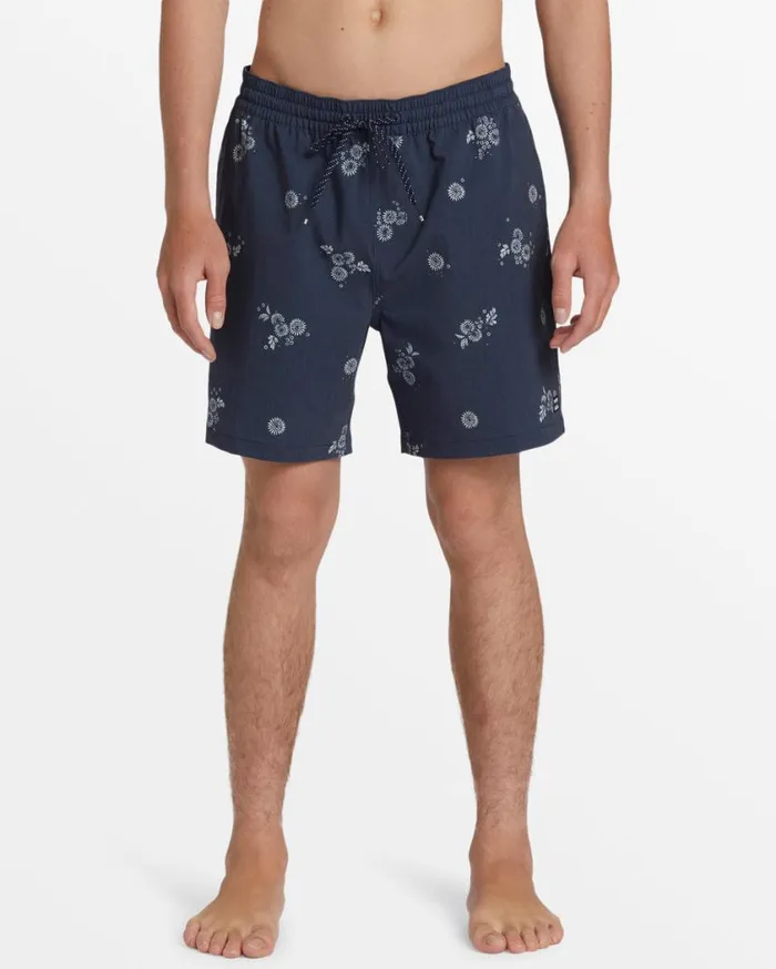 Billabong Sundays Layback 17034 Elastic Waist Shorts Denim Blue Mens Short Length 16034 8211 175034