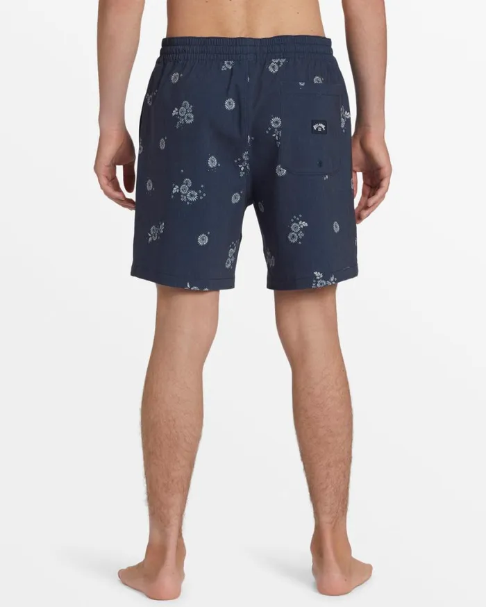 Billabong Sundays Layback 17034 Elastic Waist Shorts Denim Blue Mens Short Length 16034 8211 175034