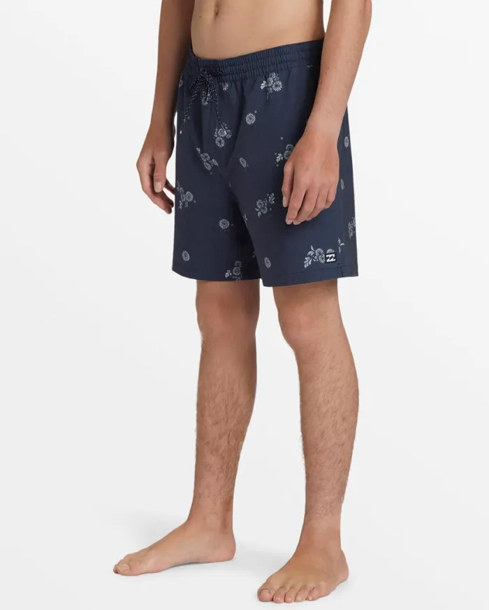 Billabong Sundays Layback 17034 Elastic Waist Shorts Denim Blue Mens Short Length 16034 8211 175034