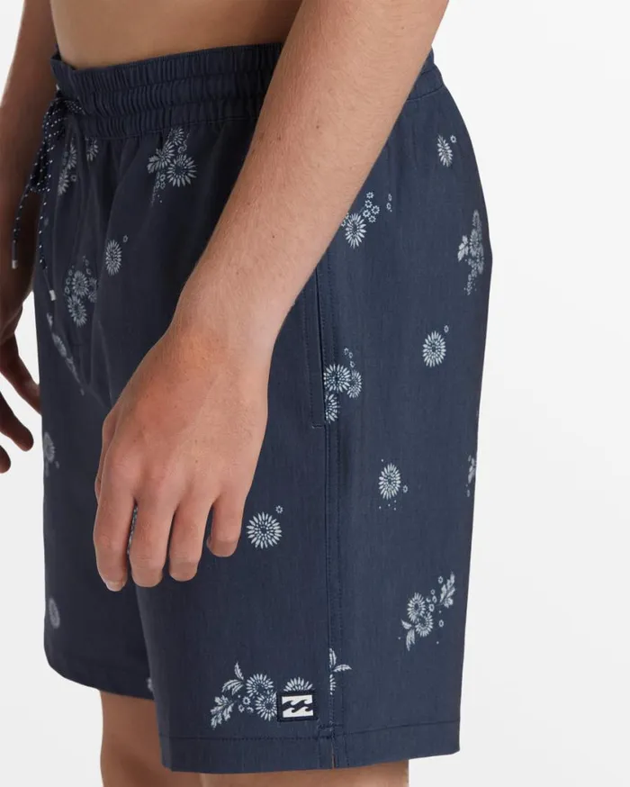 Billabong Sundays Layback 17034 Elastic Waist Shorts Denim Blue Mens Short Length 16034 8211 175034