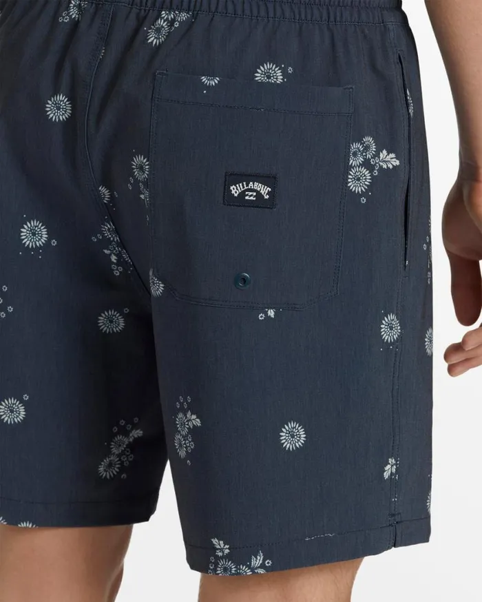 Billabong Sundays Layback 17034 Elastic Waist Shorts Denim Blue Mens Short Length 16034 8211 175034