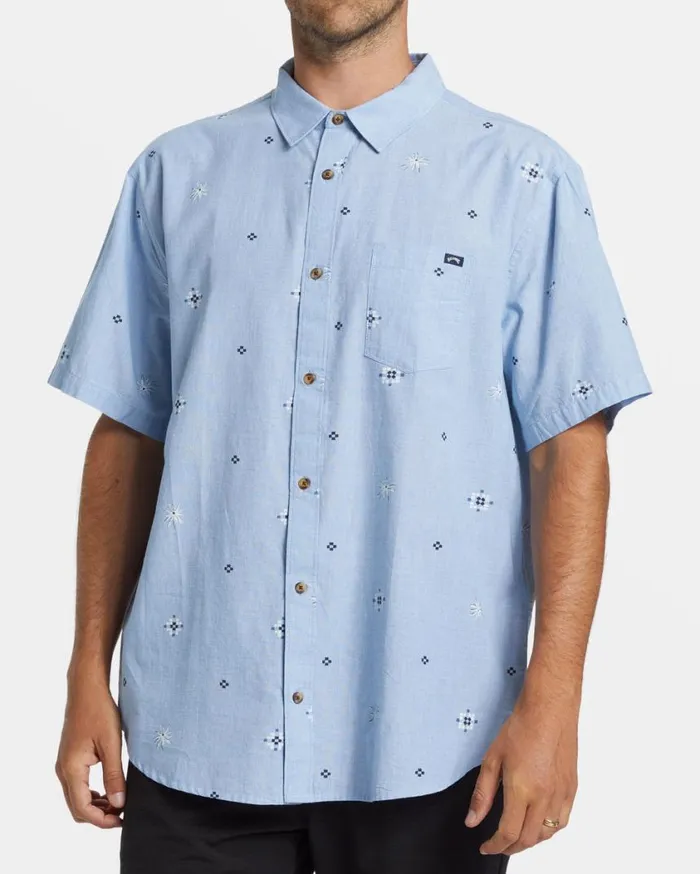 Billabong Sundays Mini Short Sleeve Shirt Smoke Blue Mens Shirts