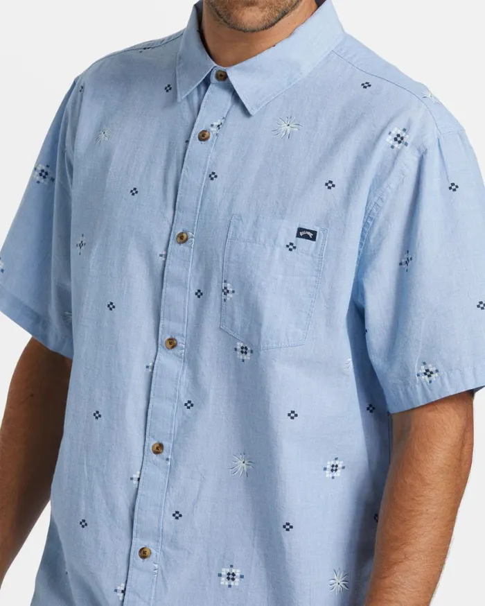 Billabong Sundays Mini Short Sleeve Shirt Smoke Blue Mens Shirts
