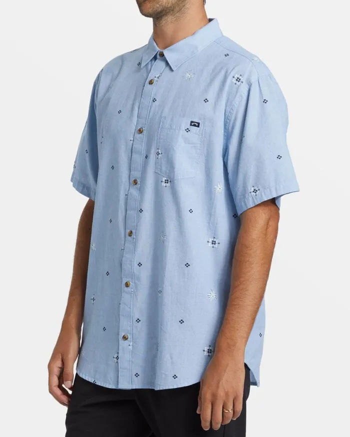 Billabong Sundays Mini Short Sleeve Shirt Smoke Blue Mens Shirts