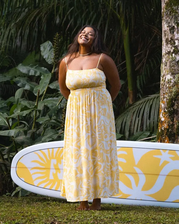 Billabong Sunspell Midi Dress Gold Womens Dresses